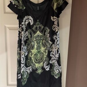 Apostrophe Black and Green Sheath Mini Dress